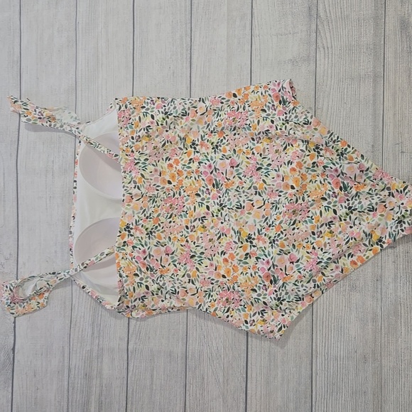 Kona Sol Women's Ditzy Ruffle One Piece Bathing Suit White Floral Print Size L - Picture 6 of 11